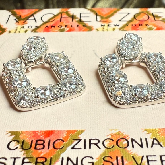 Rachel Zoe Silver Geometric Pavé Earrings - Picture 3 of 14
